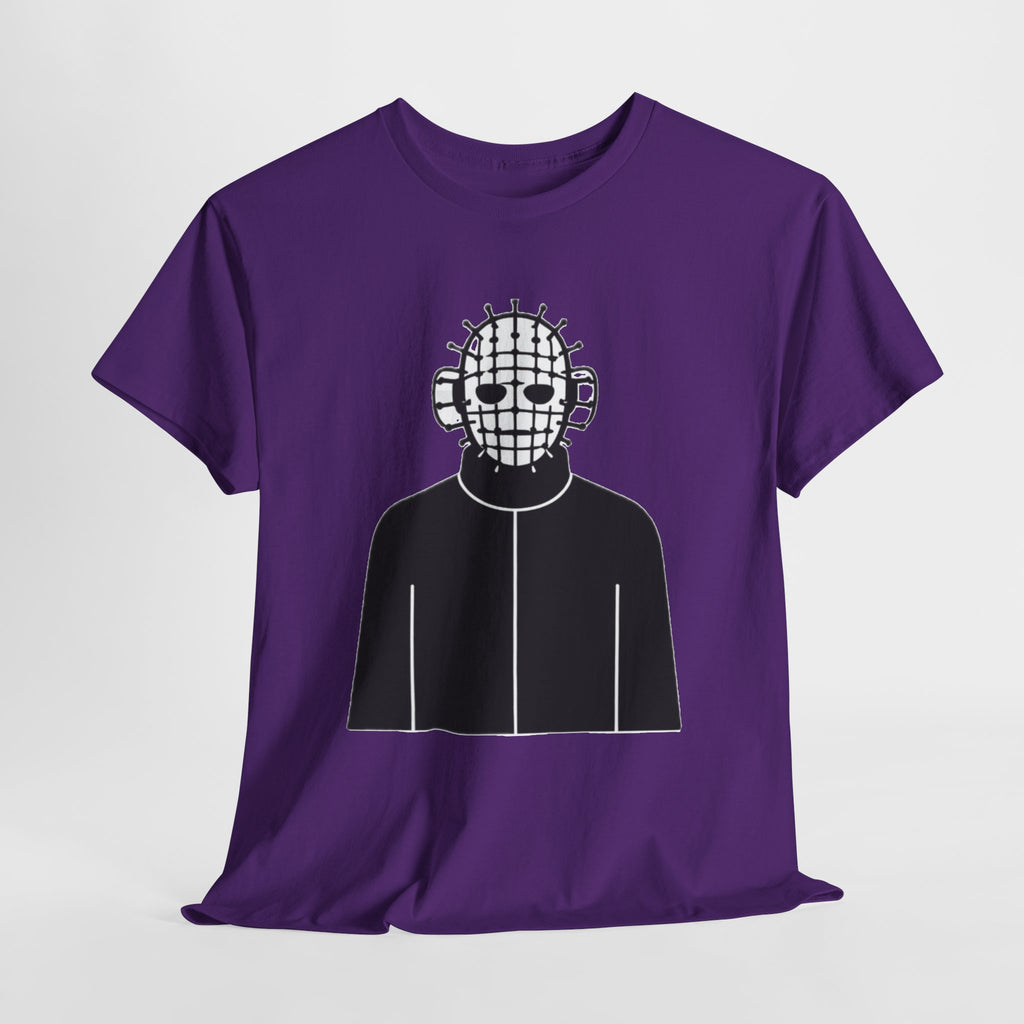 Horror Mask Graphic Tee — Pinhead-Inspired Skull Design