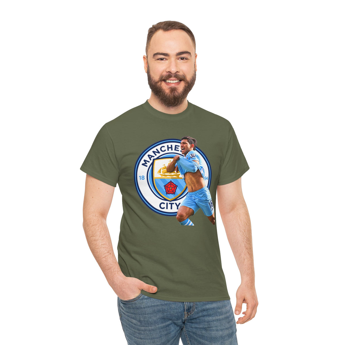 Sergio Aguero Manchester City Legend Soccer Tee — Player Celebration Graphic T-Shirt