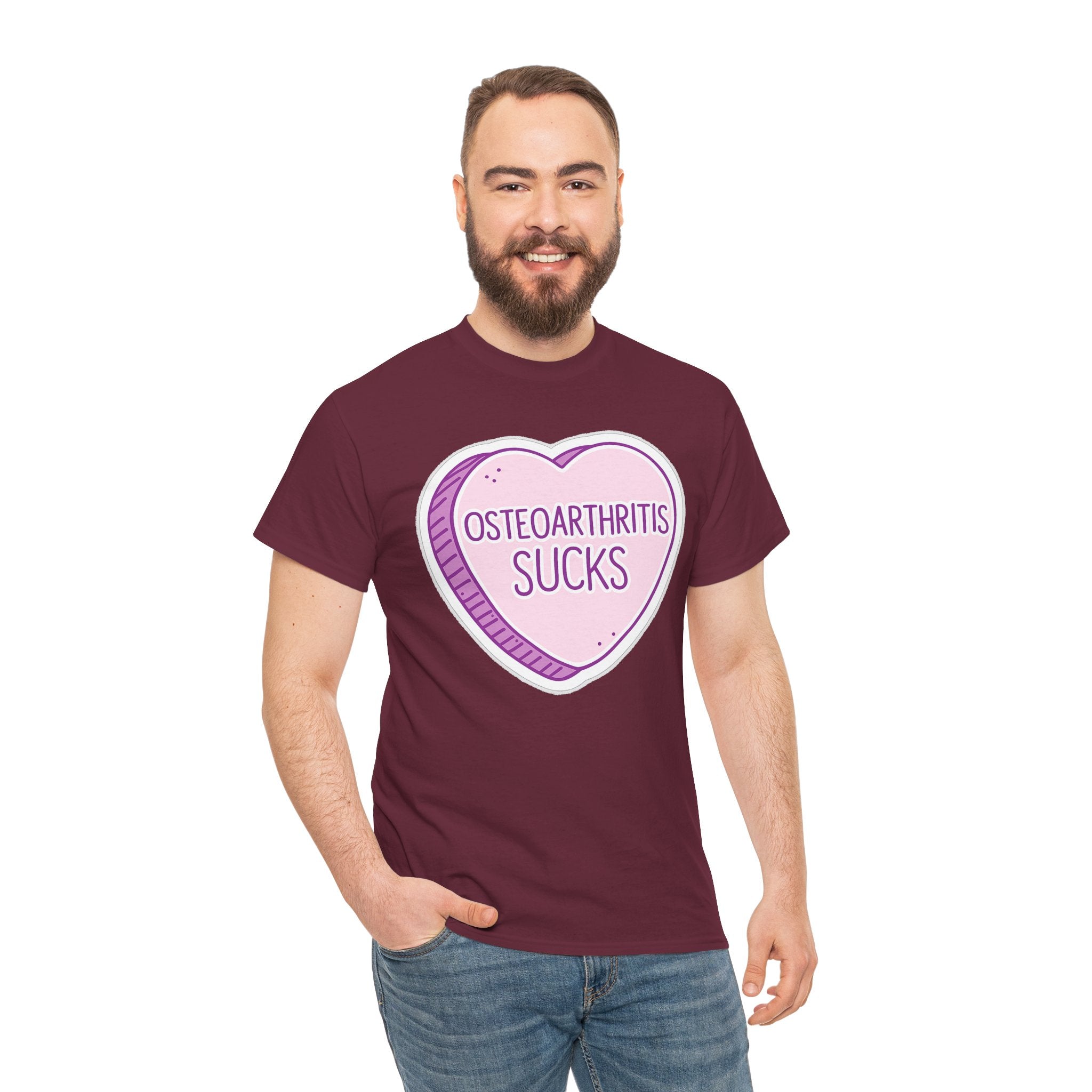 Osteoarthritis Sucks T-Shirt — Pink Heart Awareness Tee