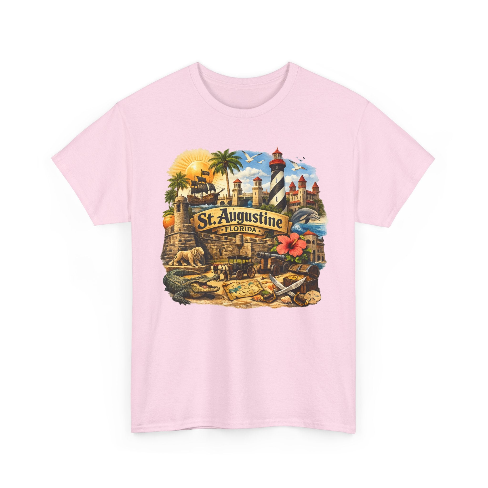 St. Augustine Florida Vintage Travel Tee — Retro Beach & Lighthouse Souvenir T-Shirt