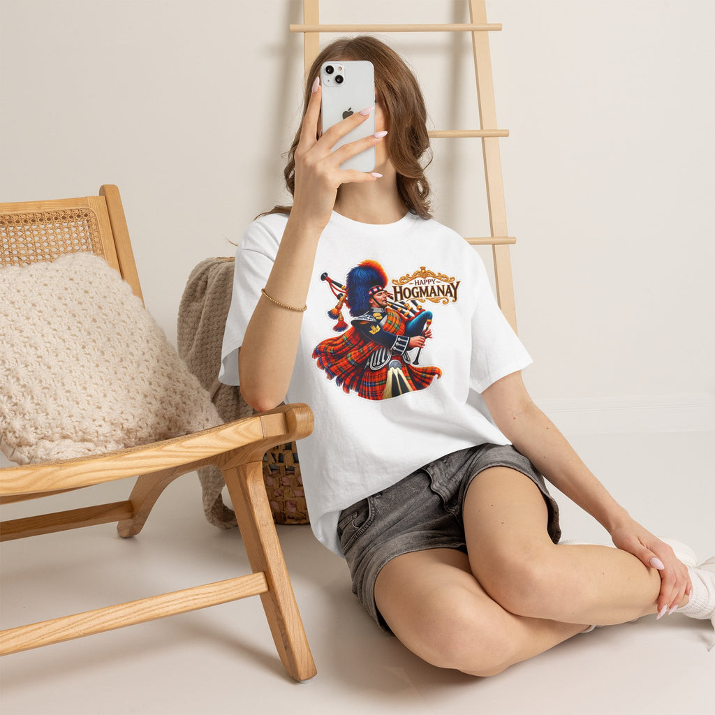 Hogmanay Bagpiper T‑Shirt — Happy Hogmanay Scottish New Year Tee