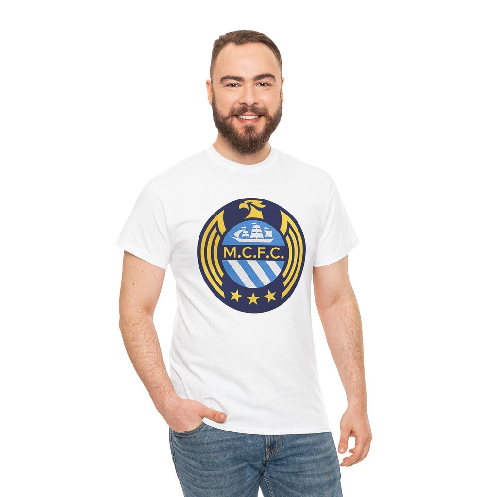MCFC Crest T-Shirt — Vintage Blue & Gold Soccer Tee