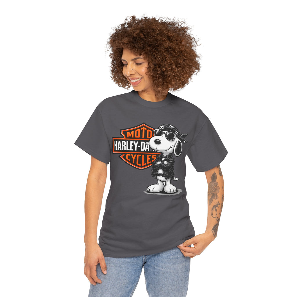Harley-Style Snoopy Biker Cotton T-Shirt / Tee