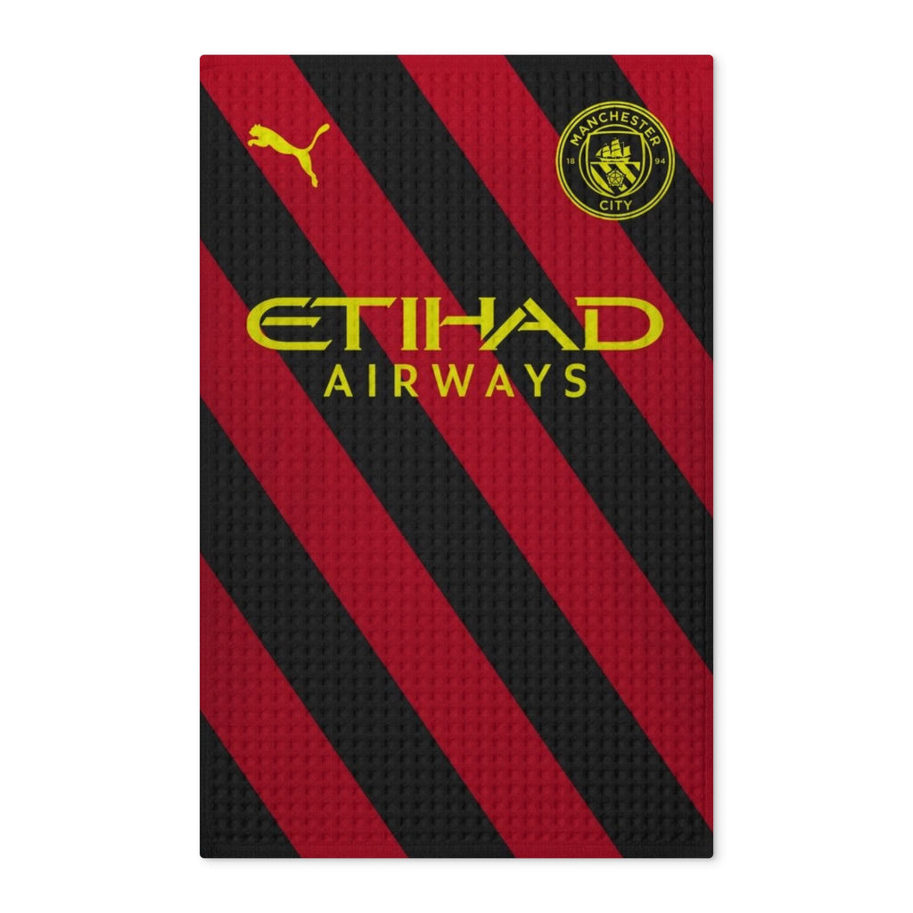 Manchester City Black & Maroon Striped Waffle Tea Towel – Etihad Airways Logo