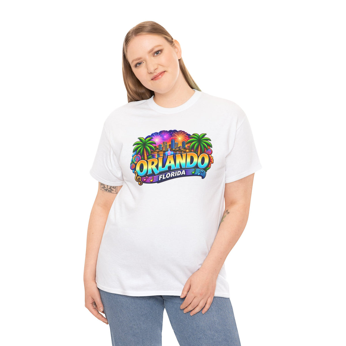 Orlando Florida Retro Sunset Palm Cotton T-Shirt