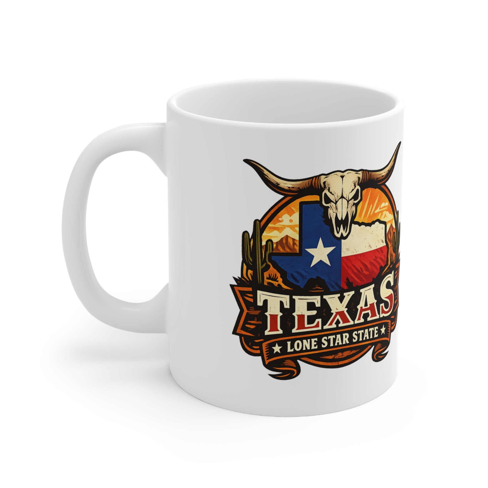 Texas Lone Star State Ceramic Coffee Cups, 11oz, 15oz