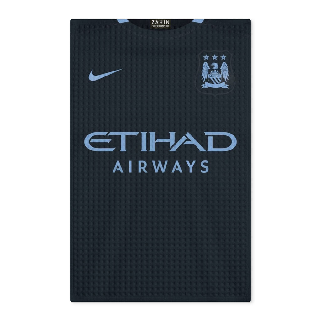 Manchester City Football Tea Towel — Waffle Double-Sided Etihad Jersey Design