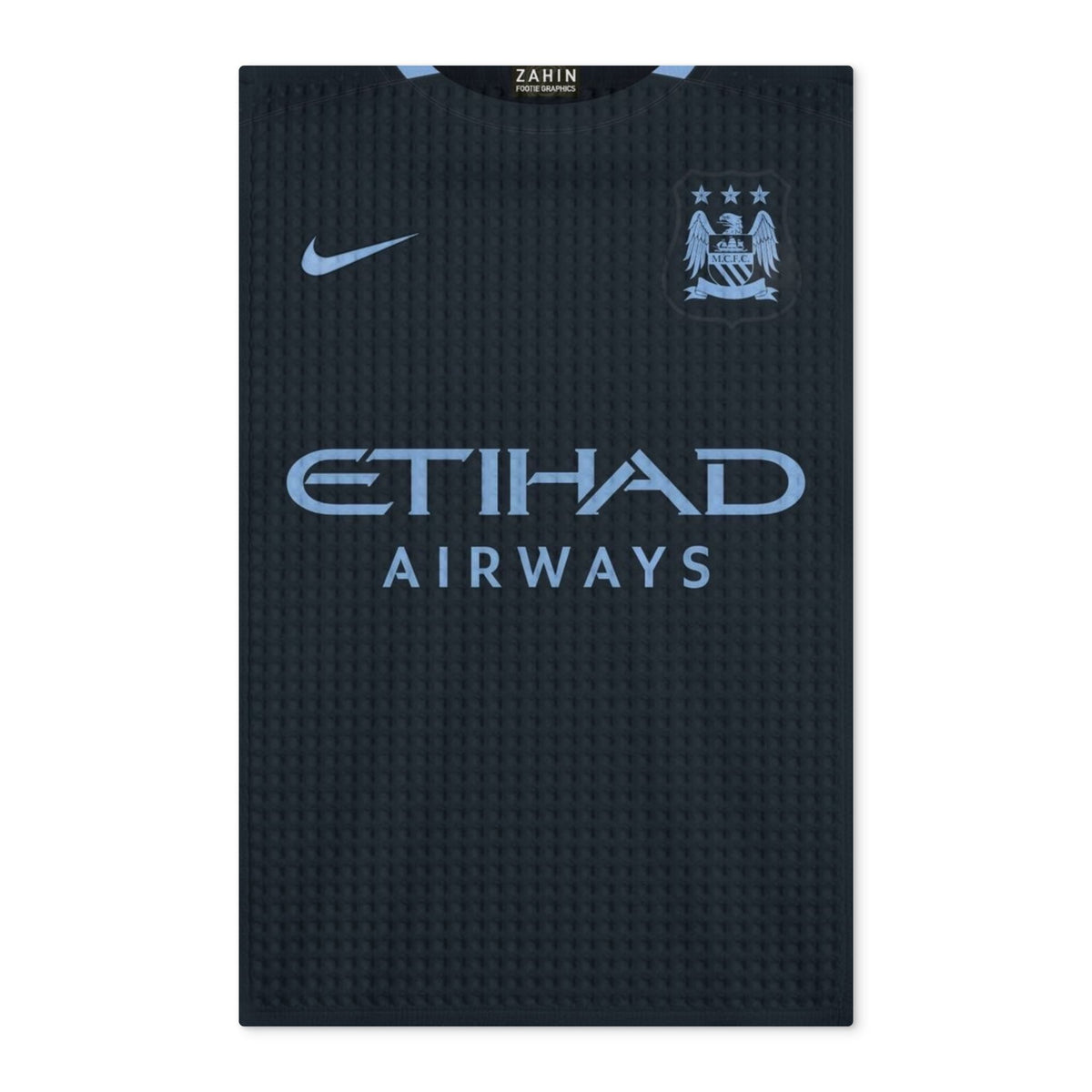 Manchester City Football Tea Towel — Waffle Double-Sided Etihad Jersey Design