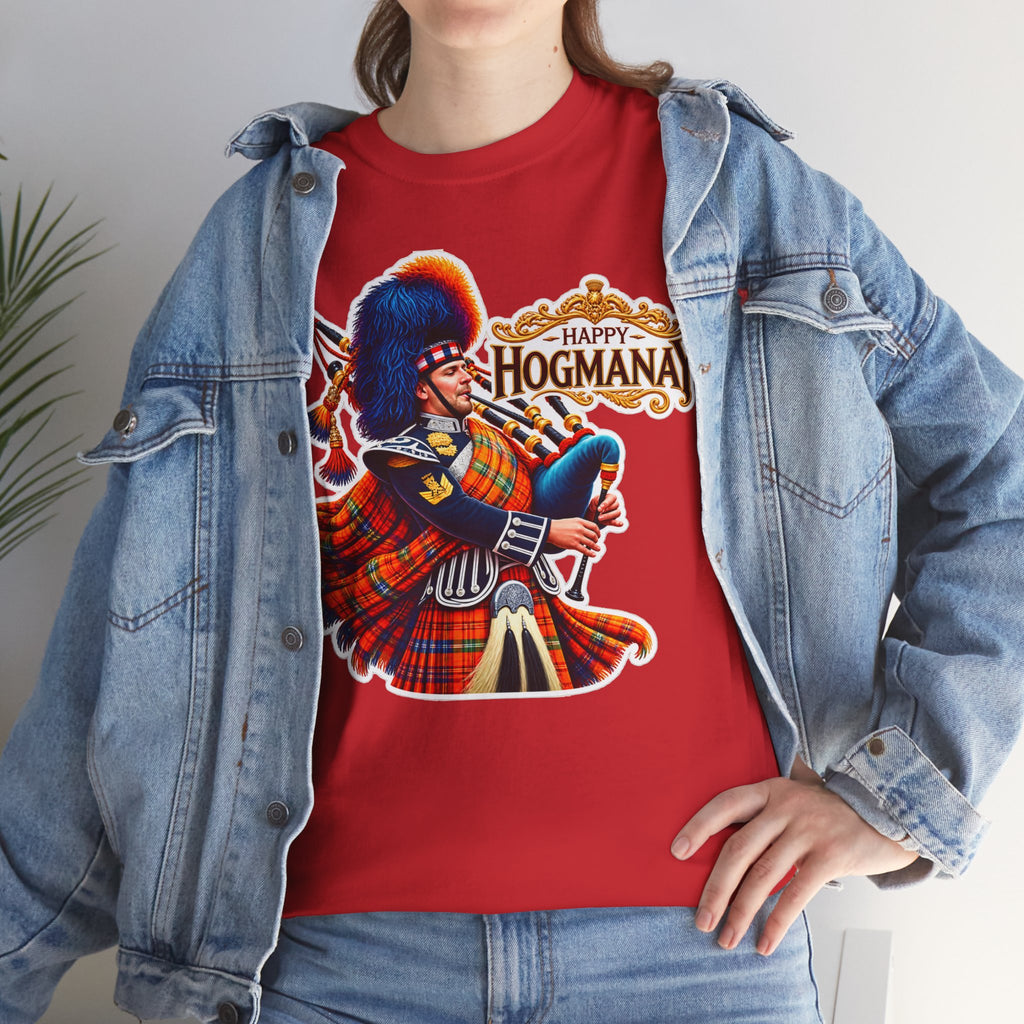 Hogmanay Bagpiper T‑Shirt — Happy Hogmanay Scottish New Year Tee