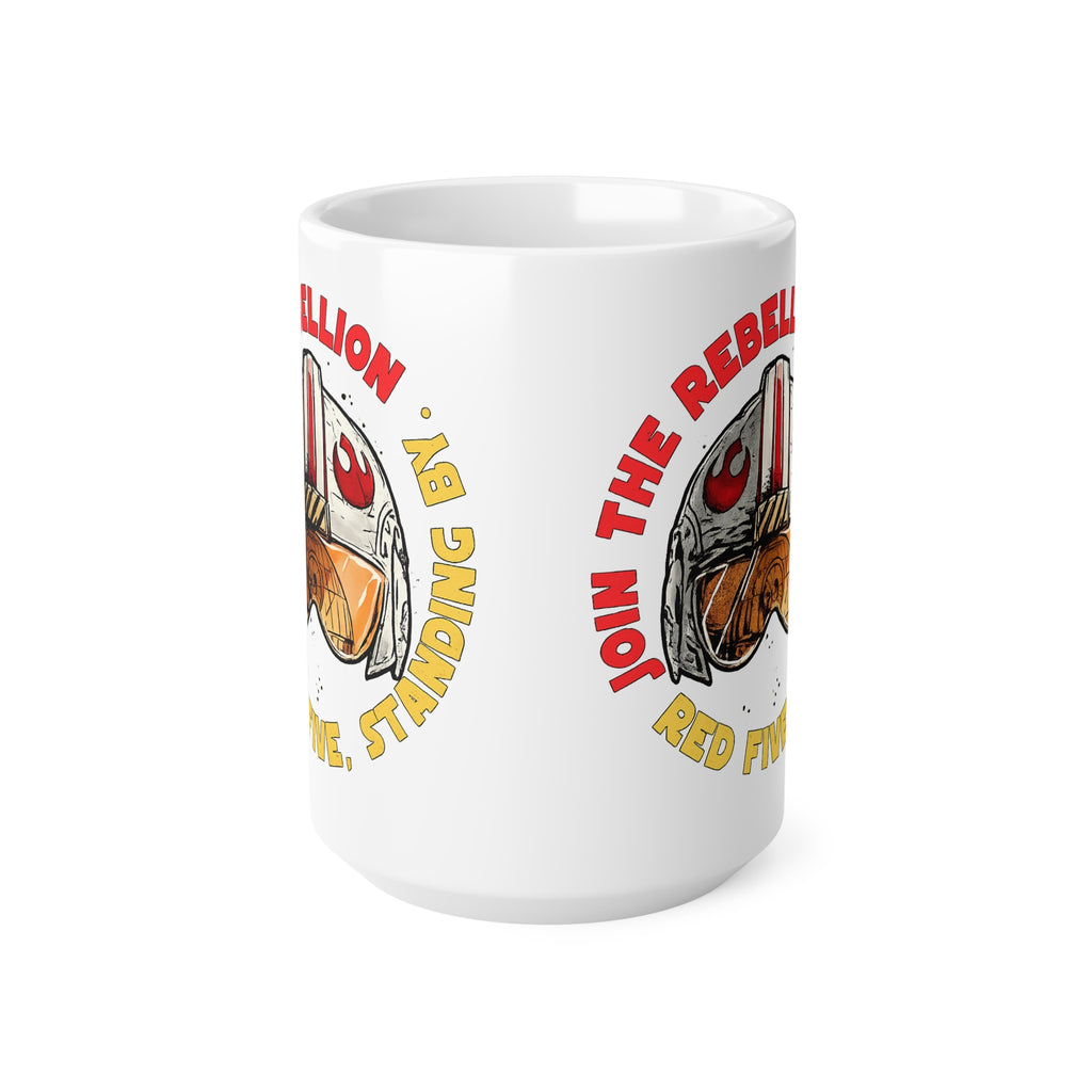 Red Five Pilot Helmet Ceramic Mug — “Join the Rebellion” Star Wars Coffee Cup