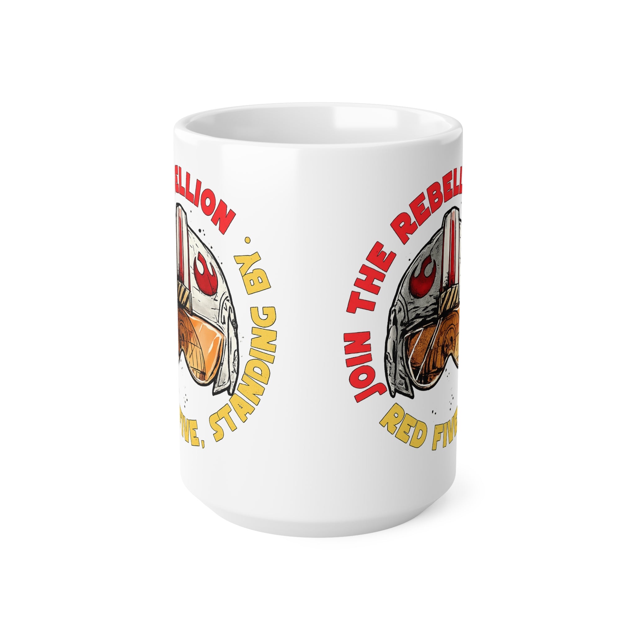 Red Five Pilot Helmet Ceramic Mug — “Join the Rebellion” Star Wars Coffee Cup