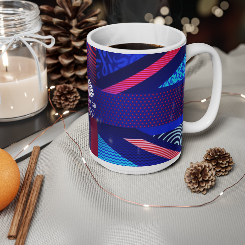 Team GB Olympic Ceramic Mug — Bold Union Jack Pattern (11oz & 15oz)