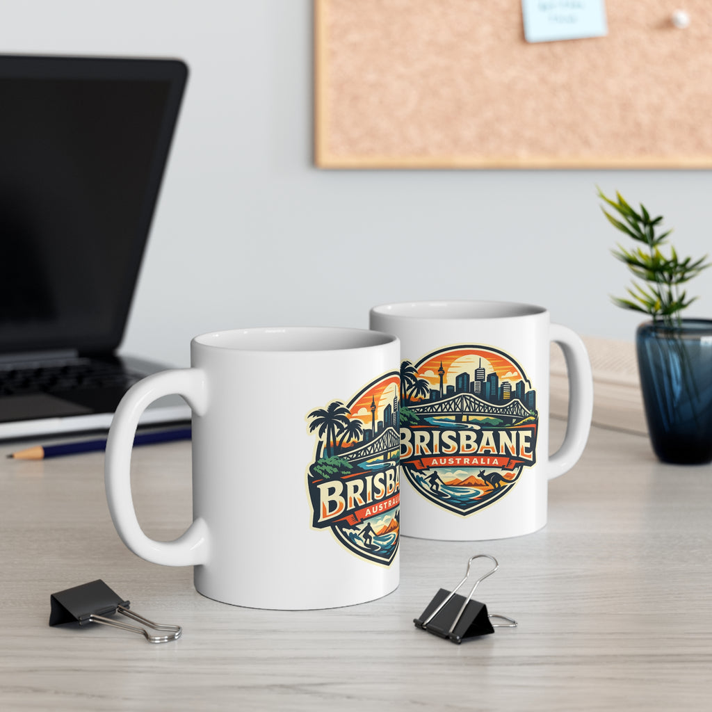 Brisbane Skyline Ceramic Mug — Australia City Souvenir Coffee Cup (11oz & 15oz)