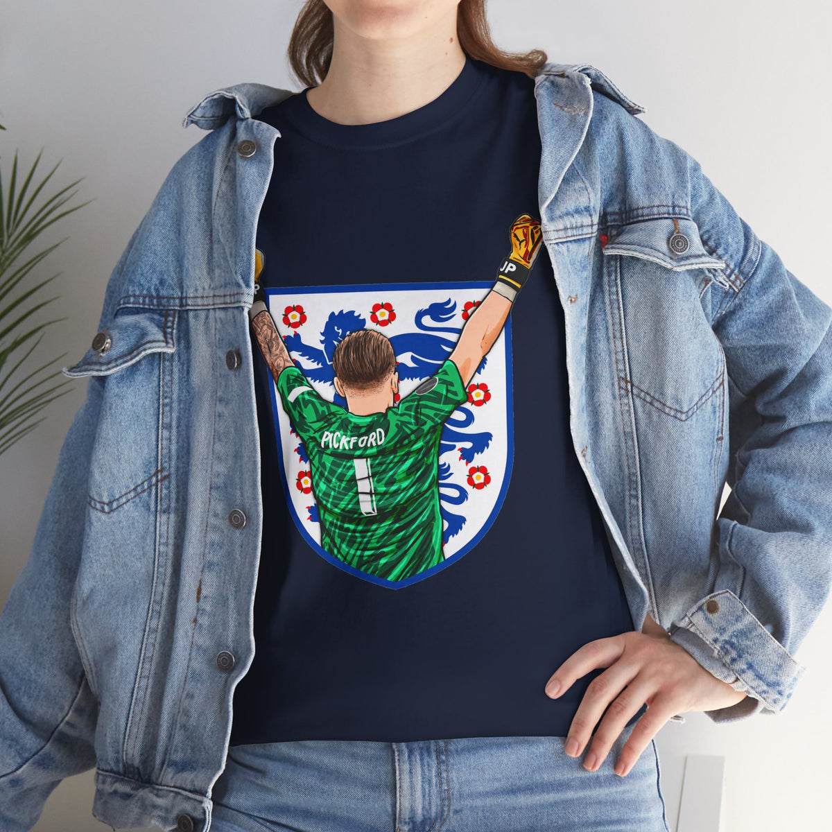 Pickford England Number 1 Goalkeeper Graphic Tee — Victory Pose Jersey Design