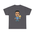 Rodri Manchester City Cartoon Tee — Player Holding Trophy Graphic Shirt