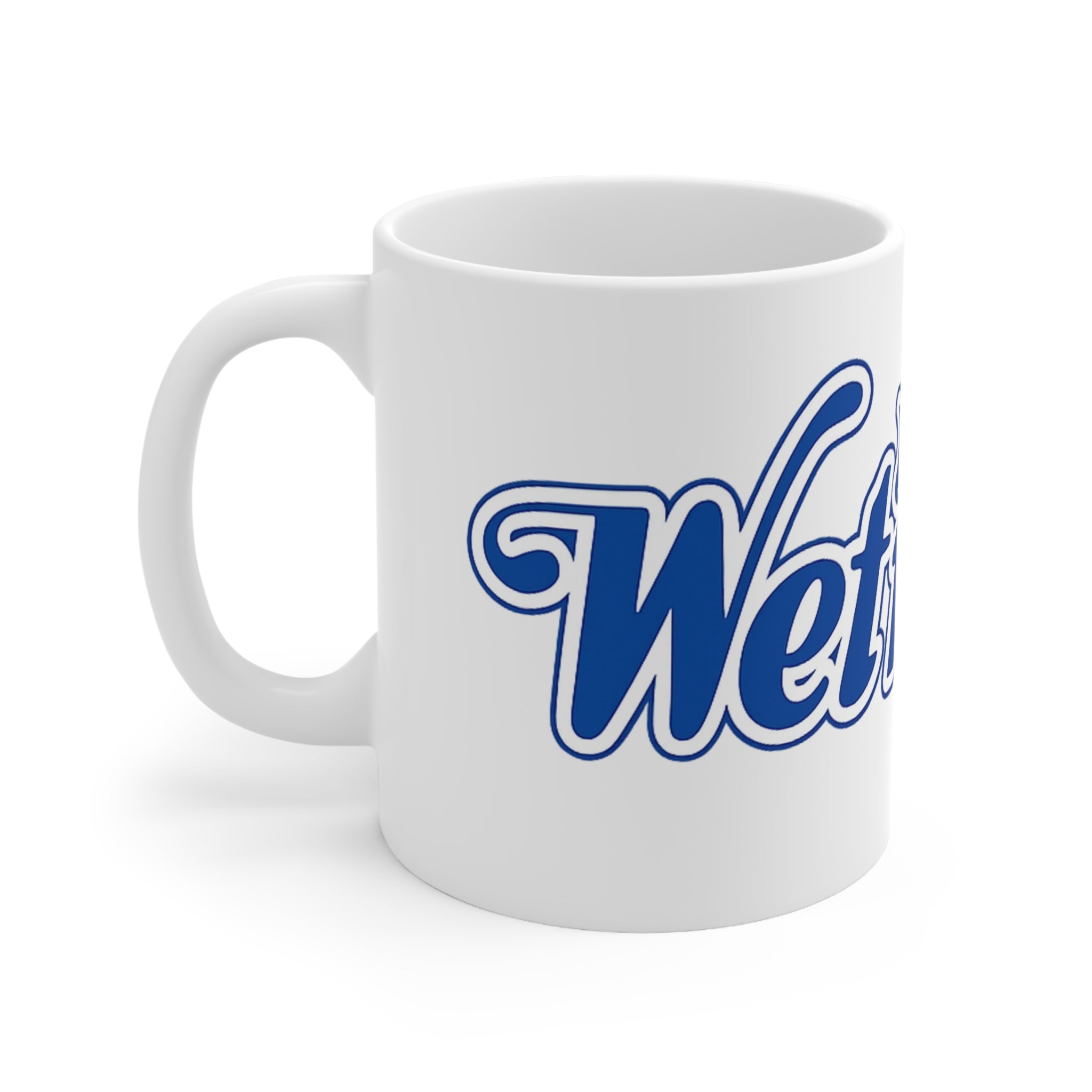 Wet'n Wild Retro Script Coffee Mug — Red & Blue Nostalgia Ceramic Cup (11oz/15oz)