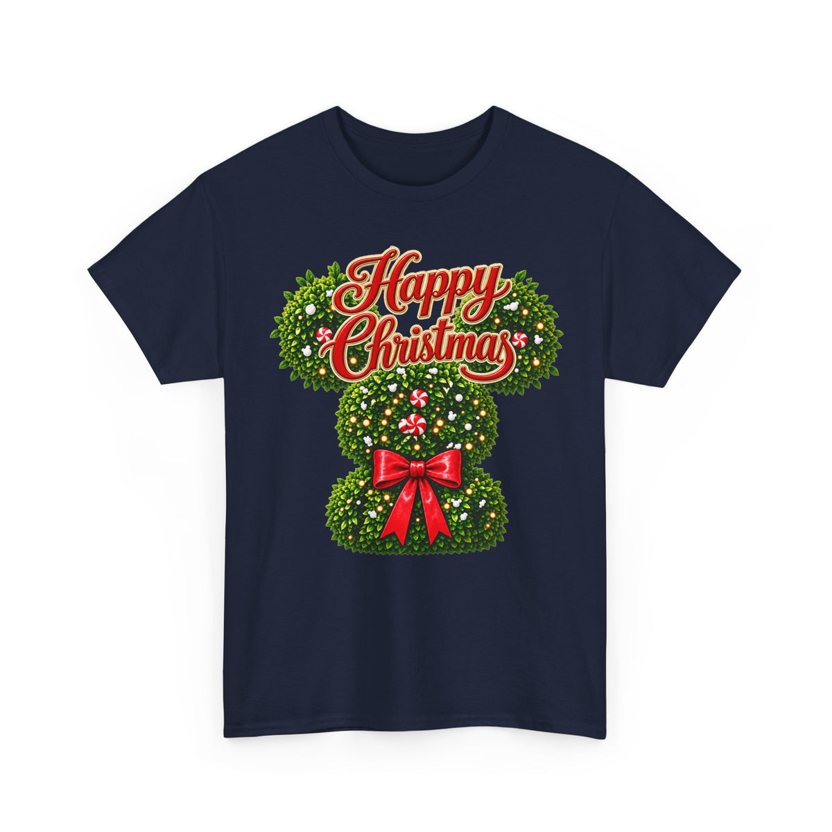 Christmas Wreath Mouse Tee – "Happy Christmas" Holiday Graphic T-Shirt