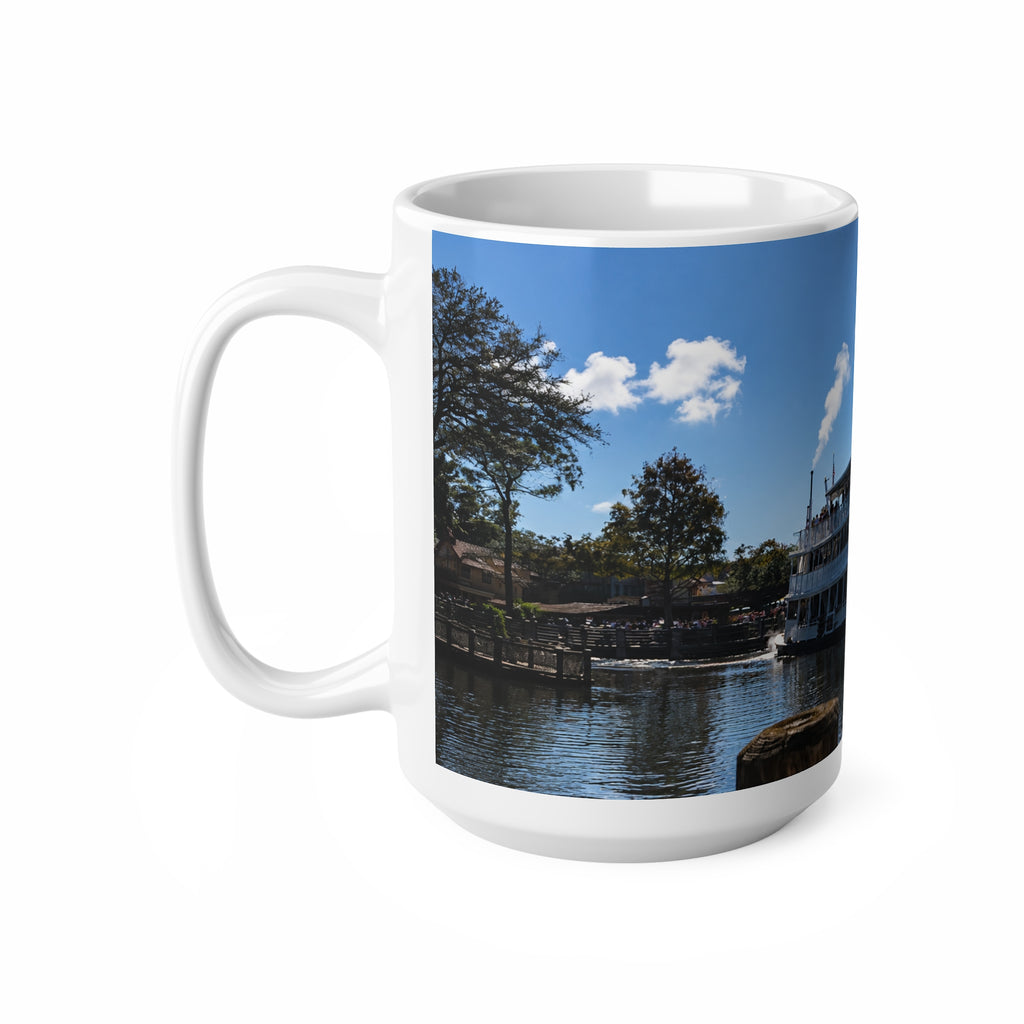 Magic Kingdom Steamboat River Scene Ceramic Mug — Scenic Paddlewheel Boat Coffee Cup (11oz/15oz)