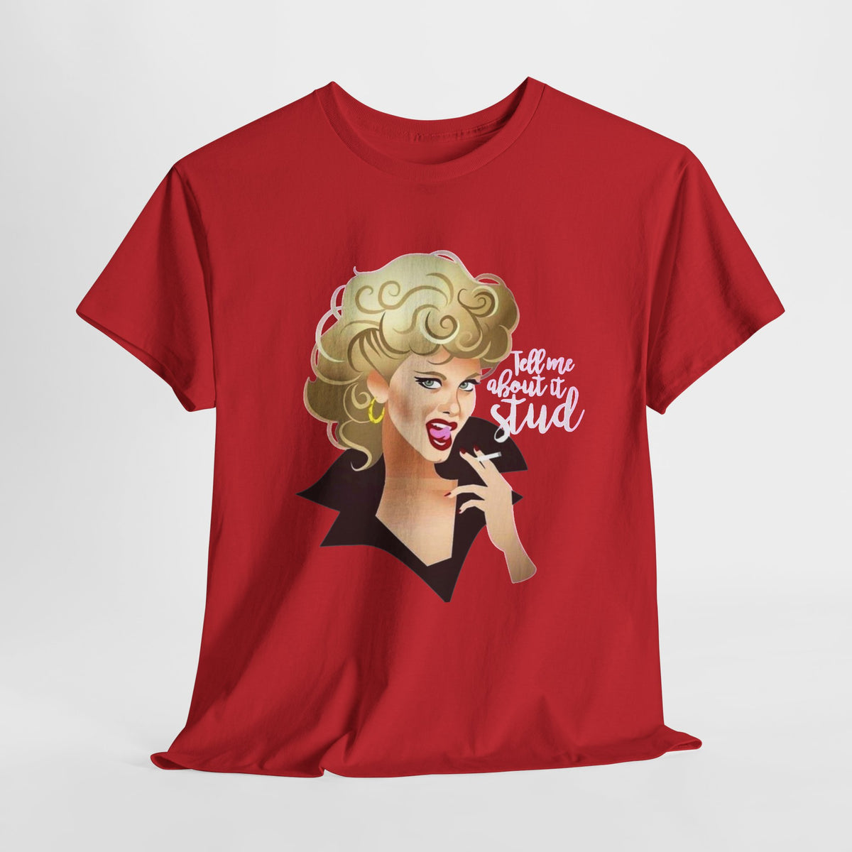 Retro Glam T‑Shirt — 'Tell Me About It, Stud' Vintage Pop Art Tee