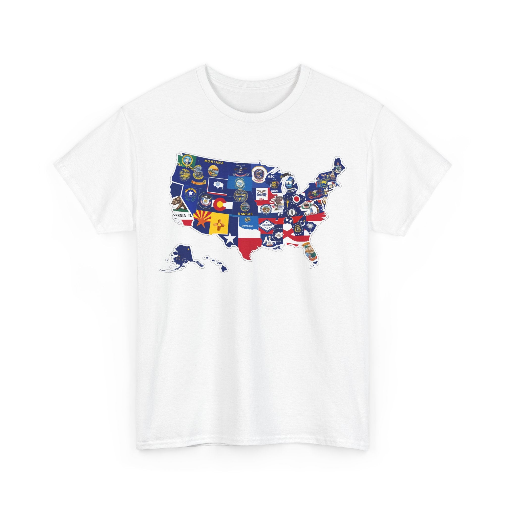 USA Map Flag T-Shirt — United States State Flag Map Tee