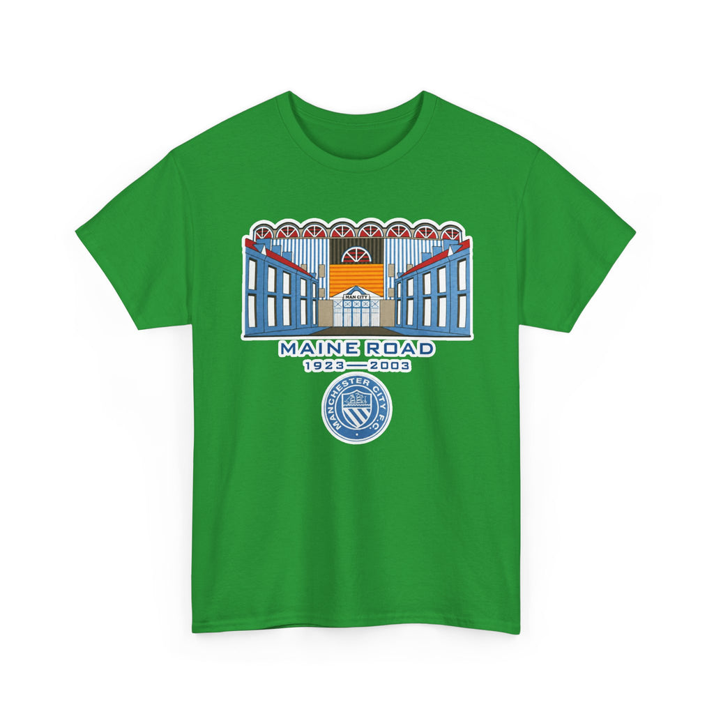 Maine Road 1923–2003 Cotton T-Shirt — Vintage Stadium Illustration Tee