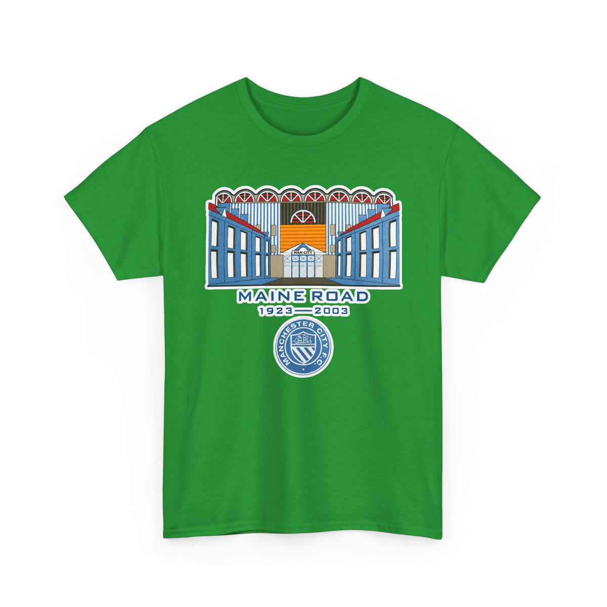 Maine Road 1923–2003 Cotton T-Shirt — Vintage Stadium Illustration Tee