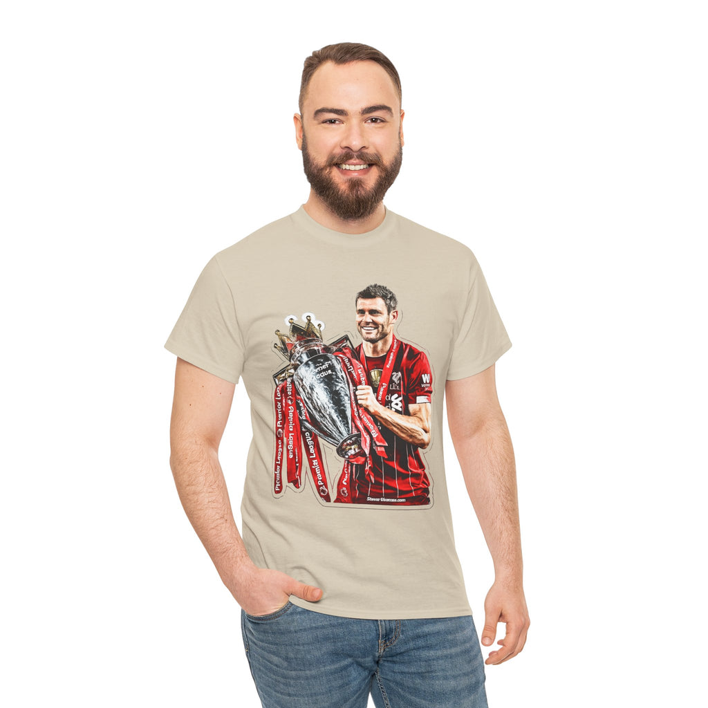 James Milner Liverpool Premier League Champion Trophy T-Shirt — Player Holding Premier Trophy