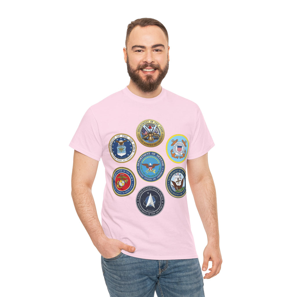 Military Branch Seals T-Shirt — Vintage US Armed Forces Emblems Tee