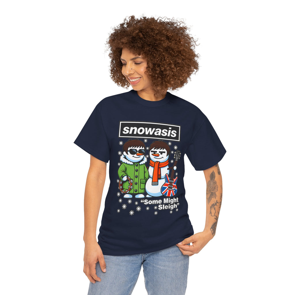 Snowasis ‘Some Might Sleigh’ Christmas Snowman #Oasis Inspired Cotton T-Shirt / Tee