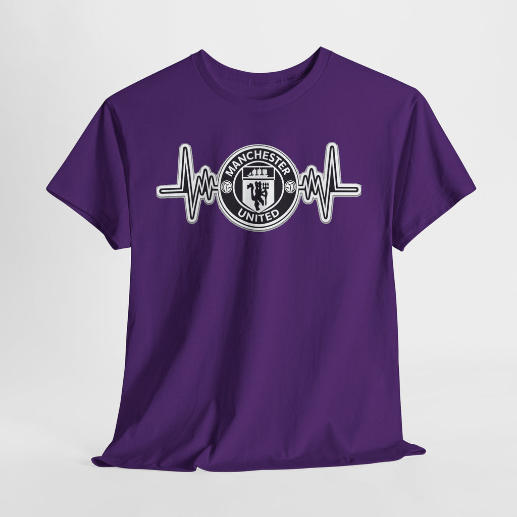 Manchester United Inspired Heartbeat T‑Shirt — Football Fan Pulse Tee