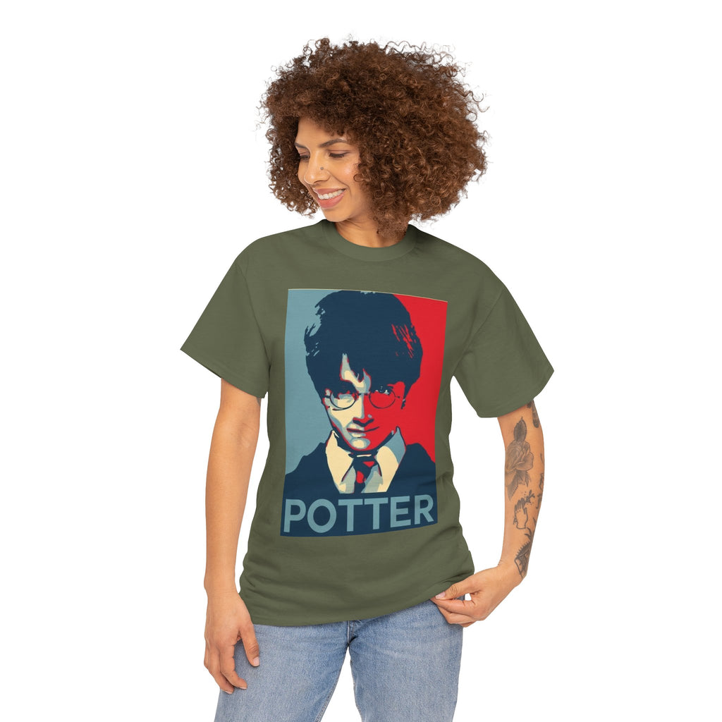 Harry Potter Inspired Vintage Wizard Portrait Cotton T‑Shirt — 'Potter' Graphic Tee