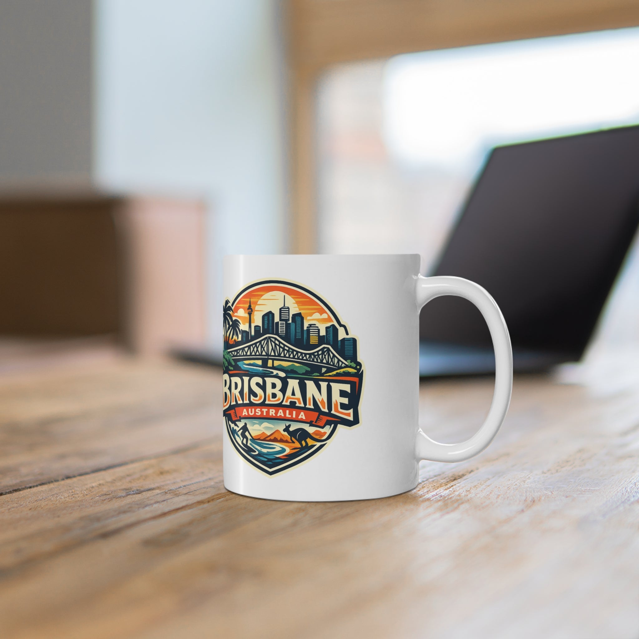 Brisbane Skyline Ceramic Mug — Australia City Souvenir Coffee Cup (11oz & 15oz)