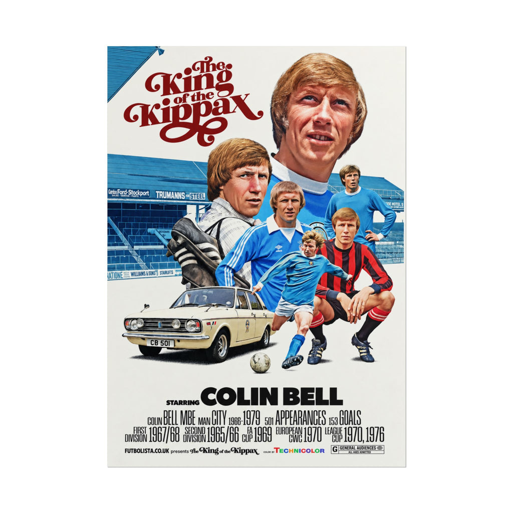 Colin Bell 'King of the Kippax' Football Poster – Rolled Vintage Soccer Print