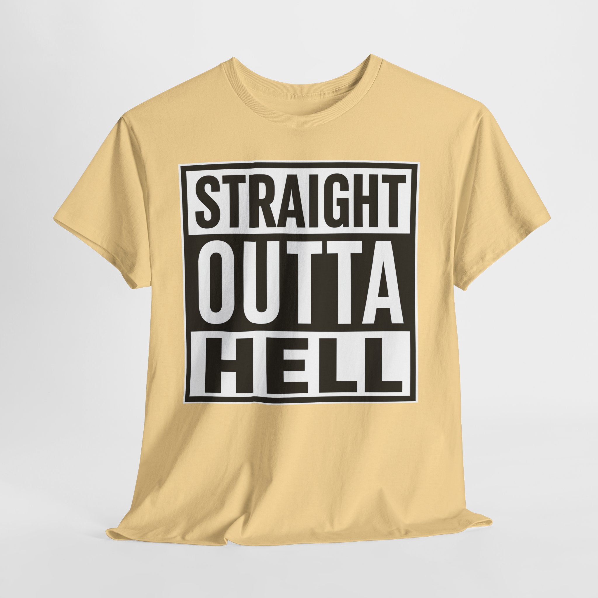 Straight Outta Hell T-Shirt — Bold Gothic Graphic Tee