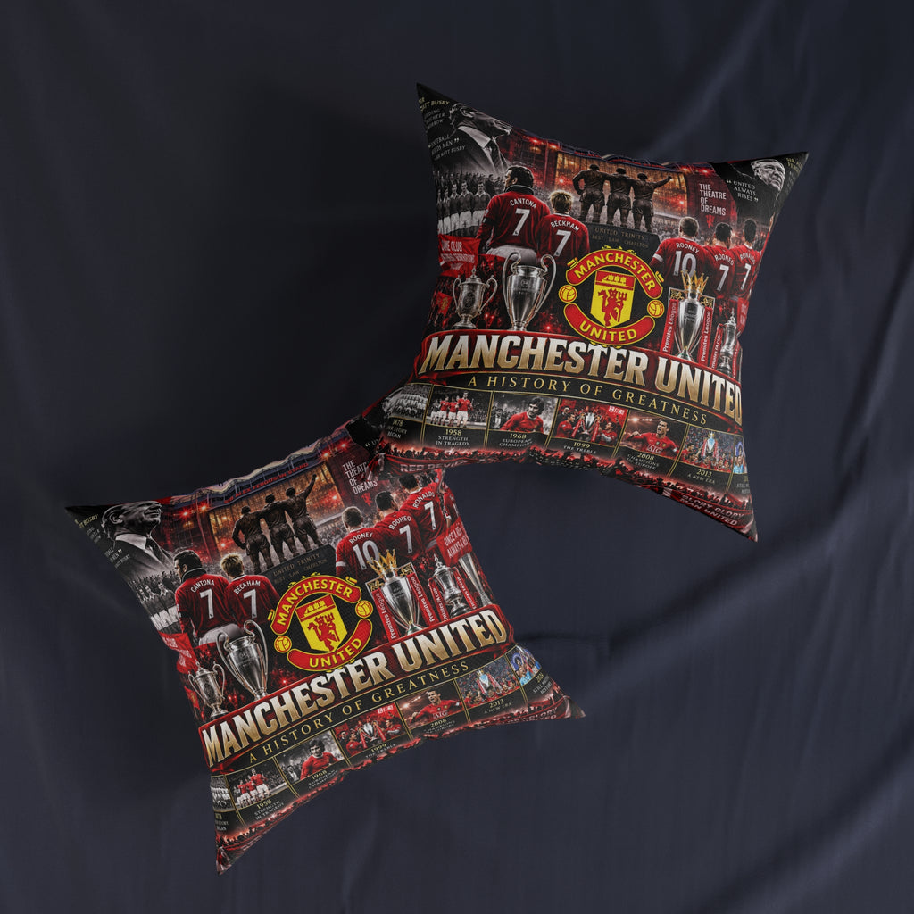 Manchester United Square Pillow — A History of Greatness Fan Cushion