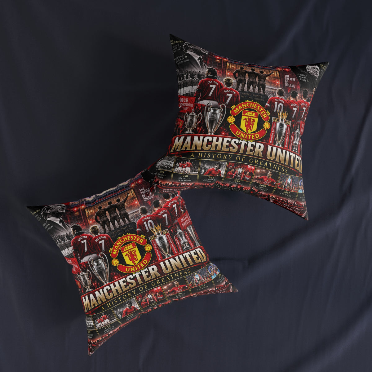 Manchester United Square Pillow — A History of Greatness Fan Cushion