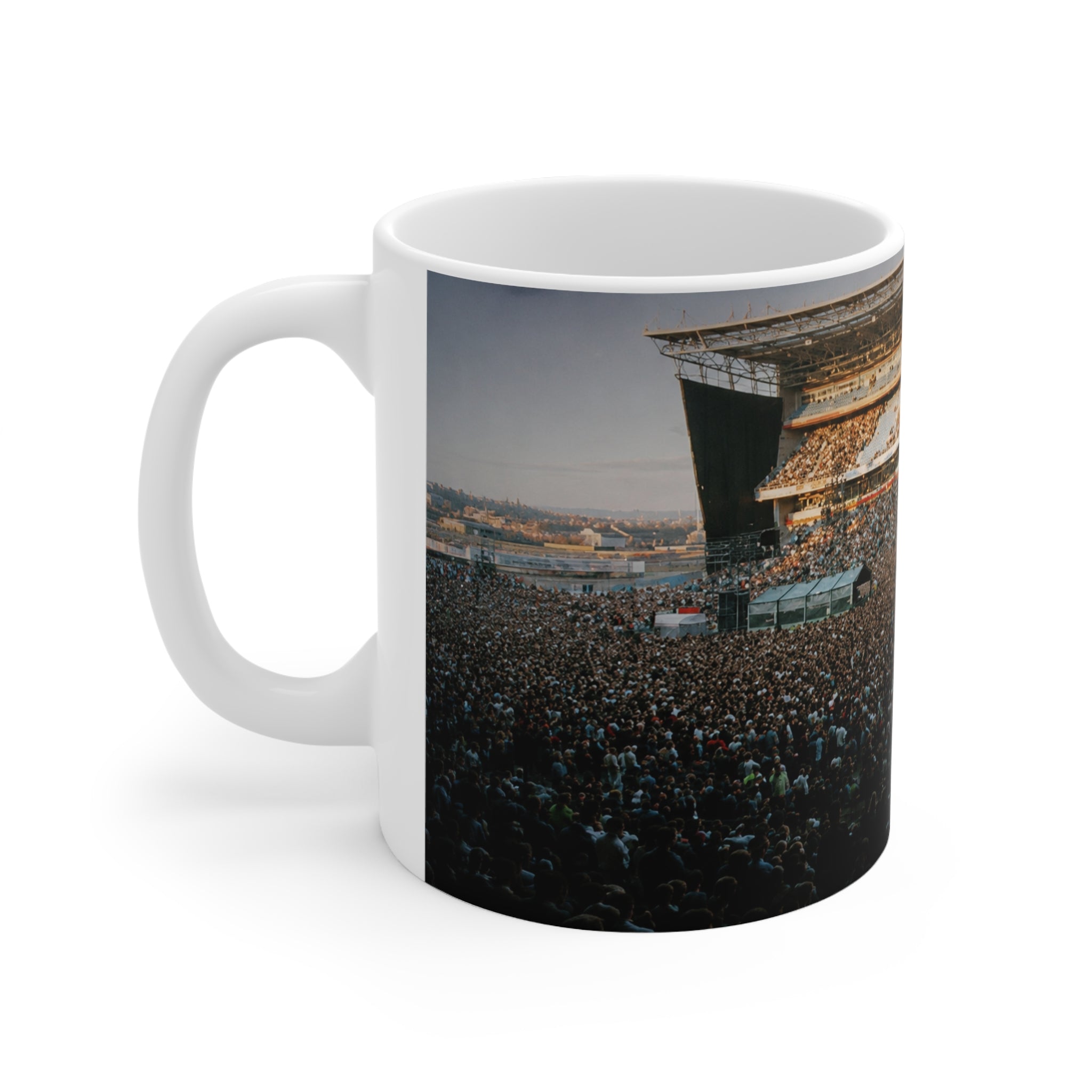 Oasis At Maine Road Concert Crowd Photo Mug — Live Stadium Panorama Ceramic Coffee Cup (11oz & 15oz)