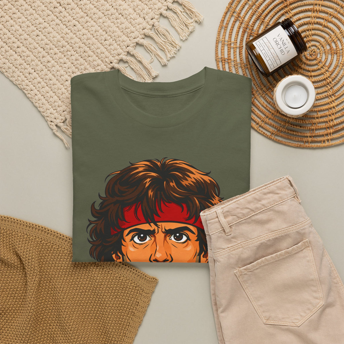 Retro Action Hero Portrait Cotton T-Shirt