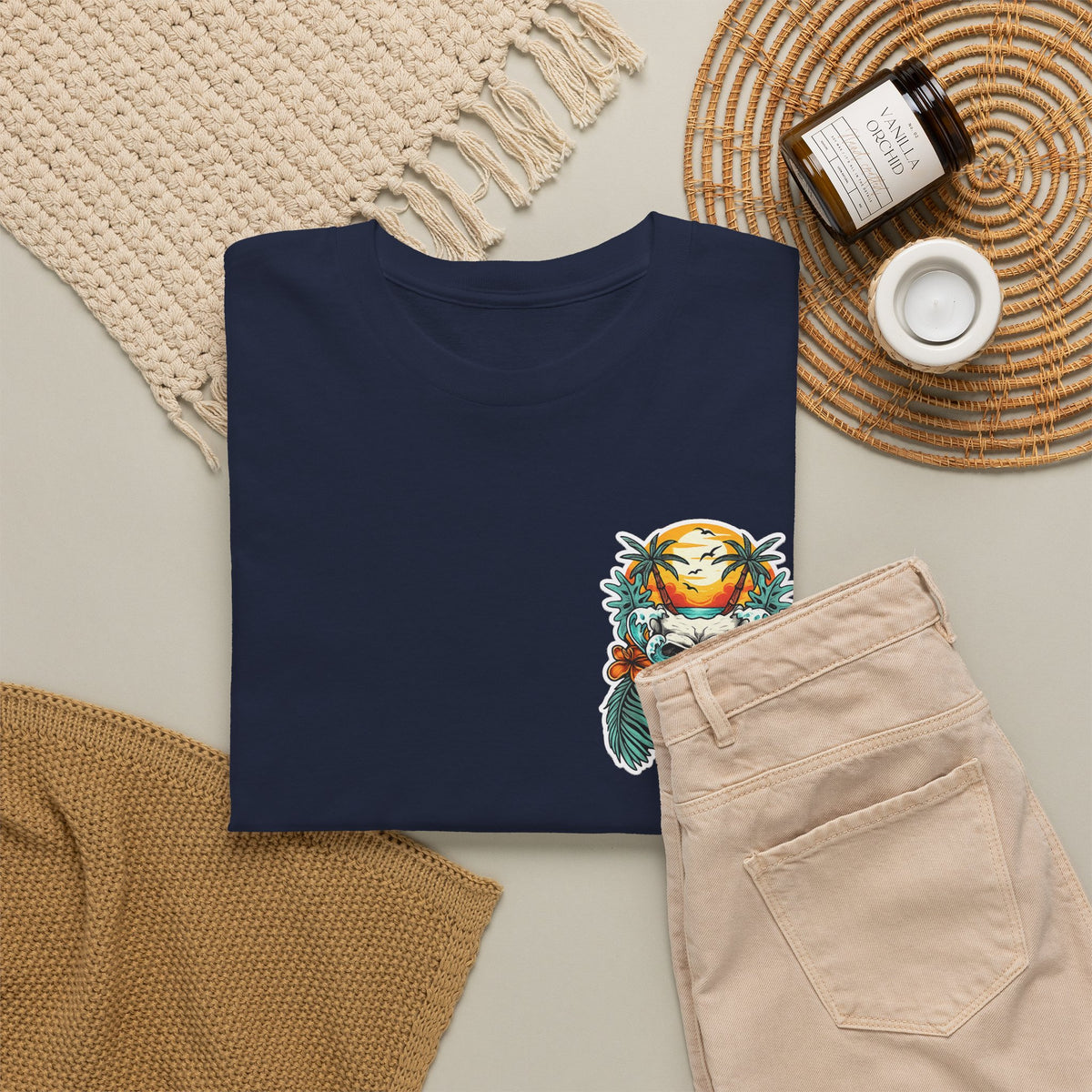 Tropical Skull Tee — Sunset Palm Beach Skull T-Shirt
