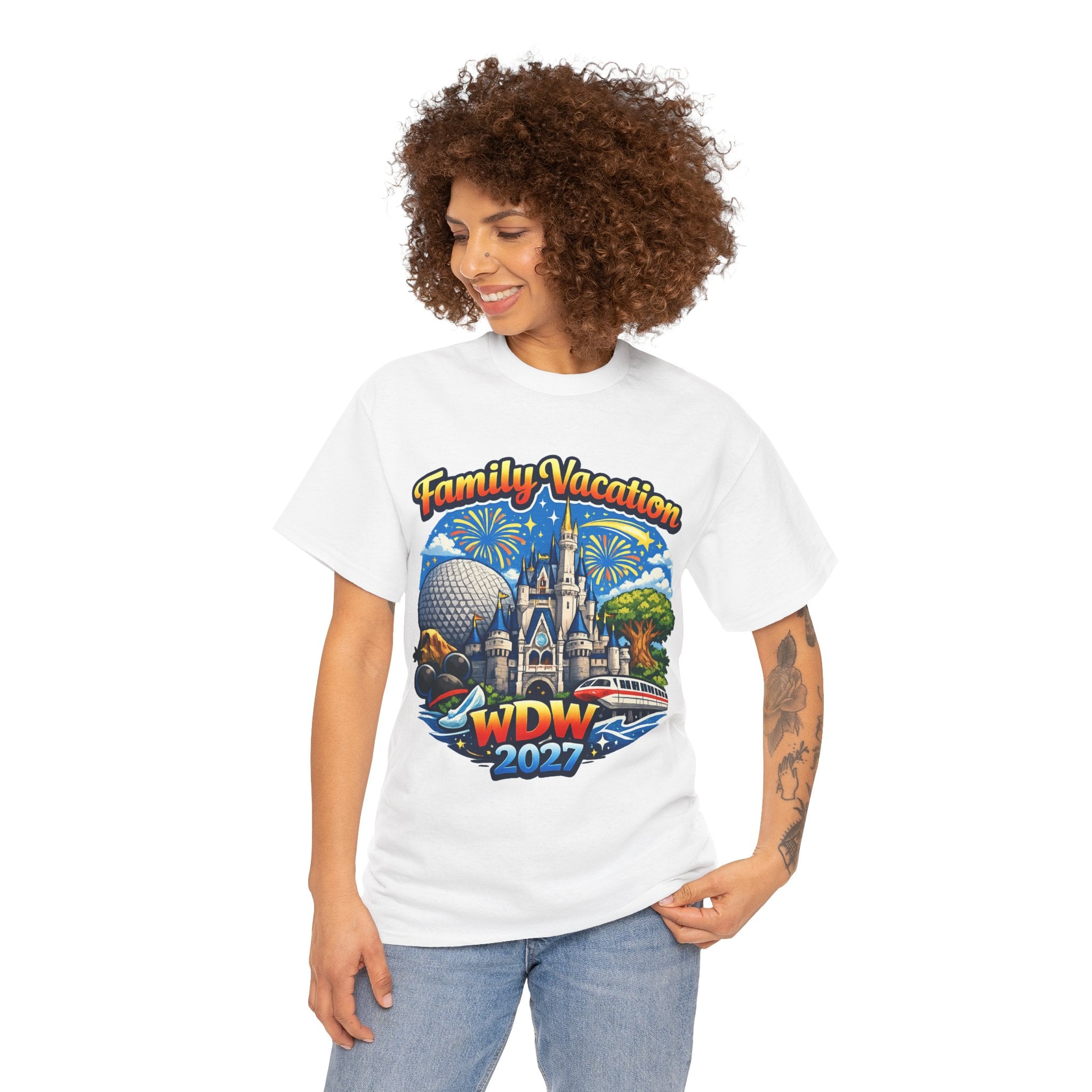 Family Vacation WDW 2027 T-Shirt – Disney Park Castle & Fireworks Vacation Tee