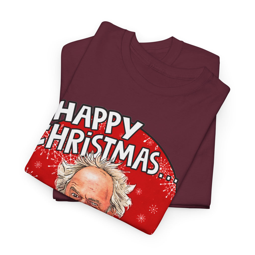 Funny Christmas Tee — “Happy Christmas… Now Feck Off!” Holiday Graphic T-Shirt