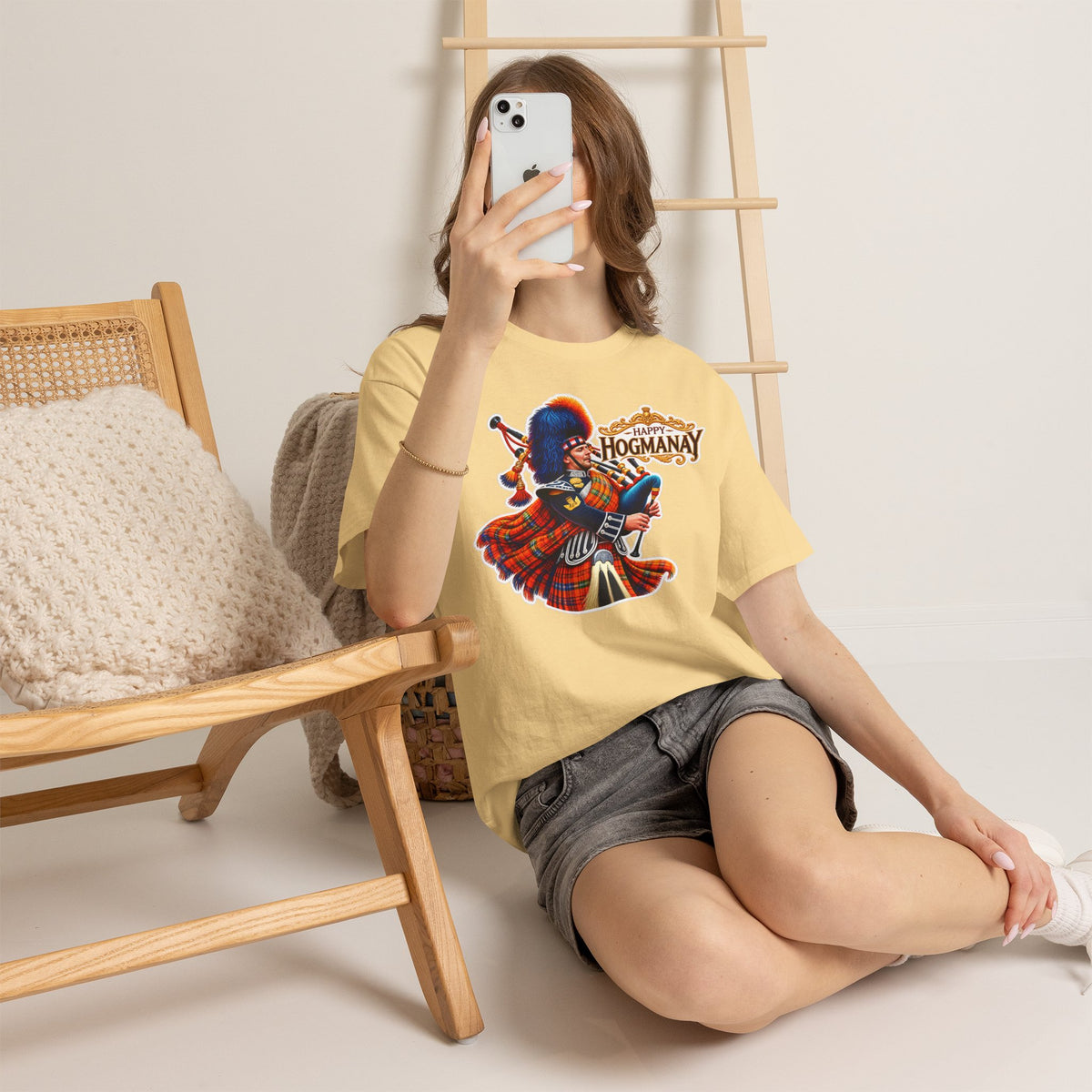 Hogmanay Bagpiper T‑Shirt — Happy Hogmanay Scottish New Year Tee