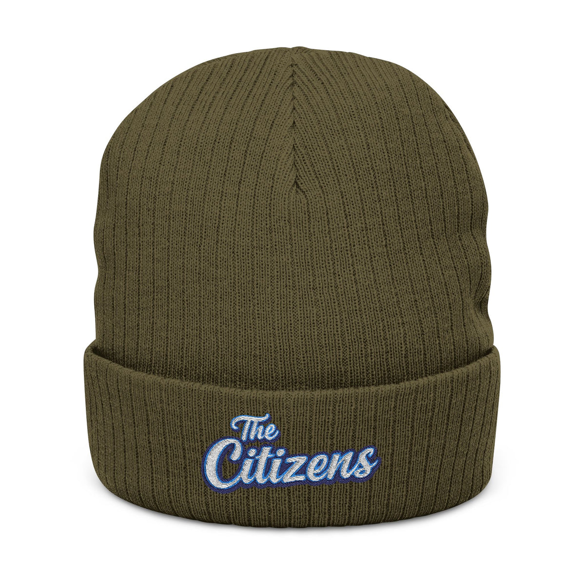 Embroidered 'The Citizens' Ribbed Knit Beanie - Cozy Black Winter Hat