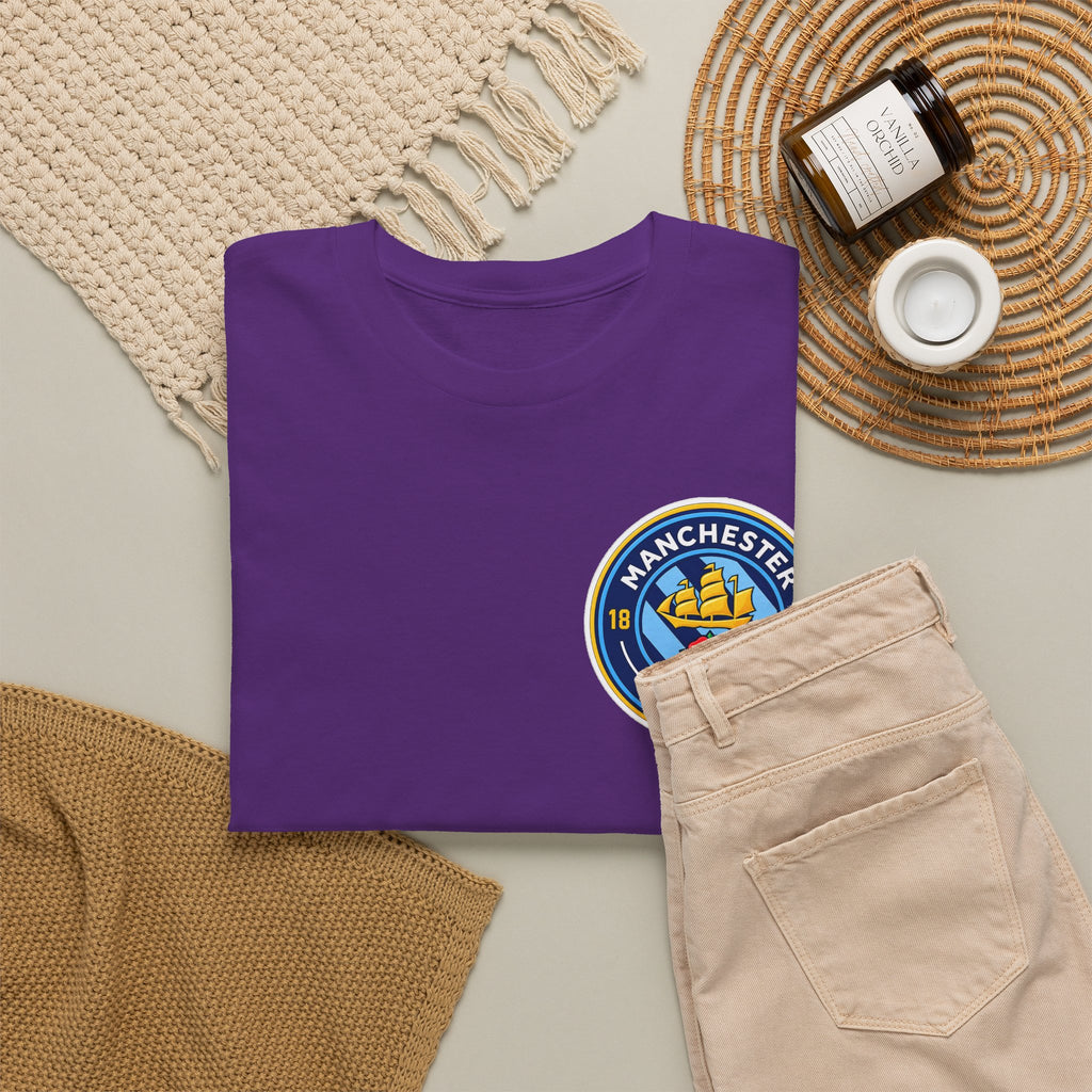 Manchester City Inspired Crest T‑Shirt – Circular Badge Chest Logo Tee