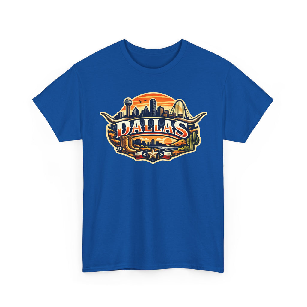 Dallas Skyline Retro Tee — Vintage Cityscape T‑Shirt with 'Dallas' Graphic