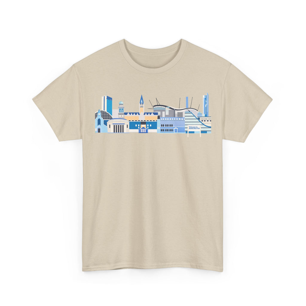 Manchester City Skyline Tee — Minimal Blue Urban Landscape T‑Shirt