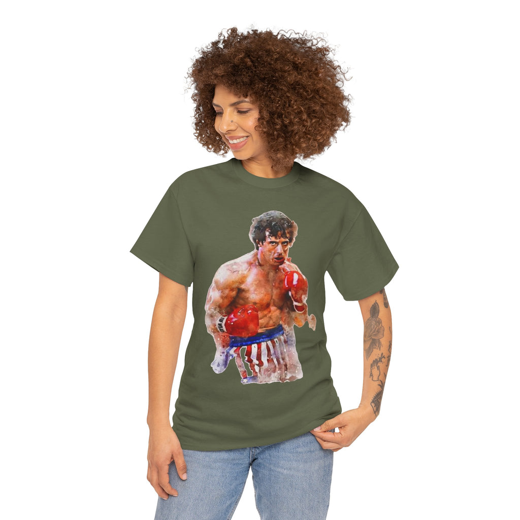Boxer Rocky Painting T‑Shirt — Vintage American Flag Boxing Tee