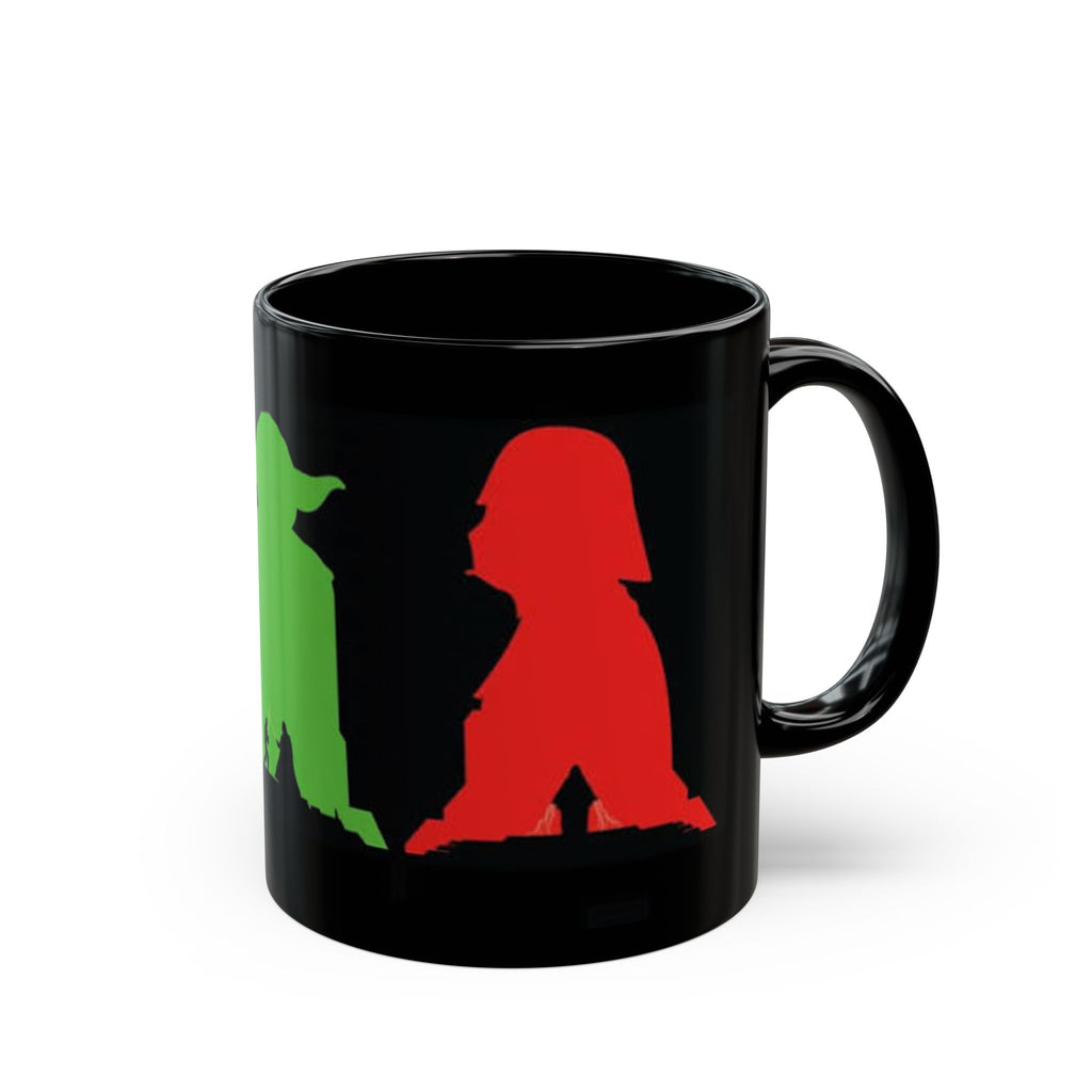 Star Wars Silhouette Mug — Yoda, Vader & Luke Color Portrait Coffee Cup (11oz/15oz)
