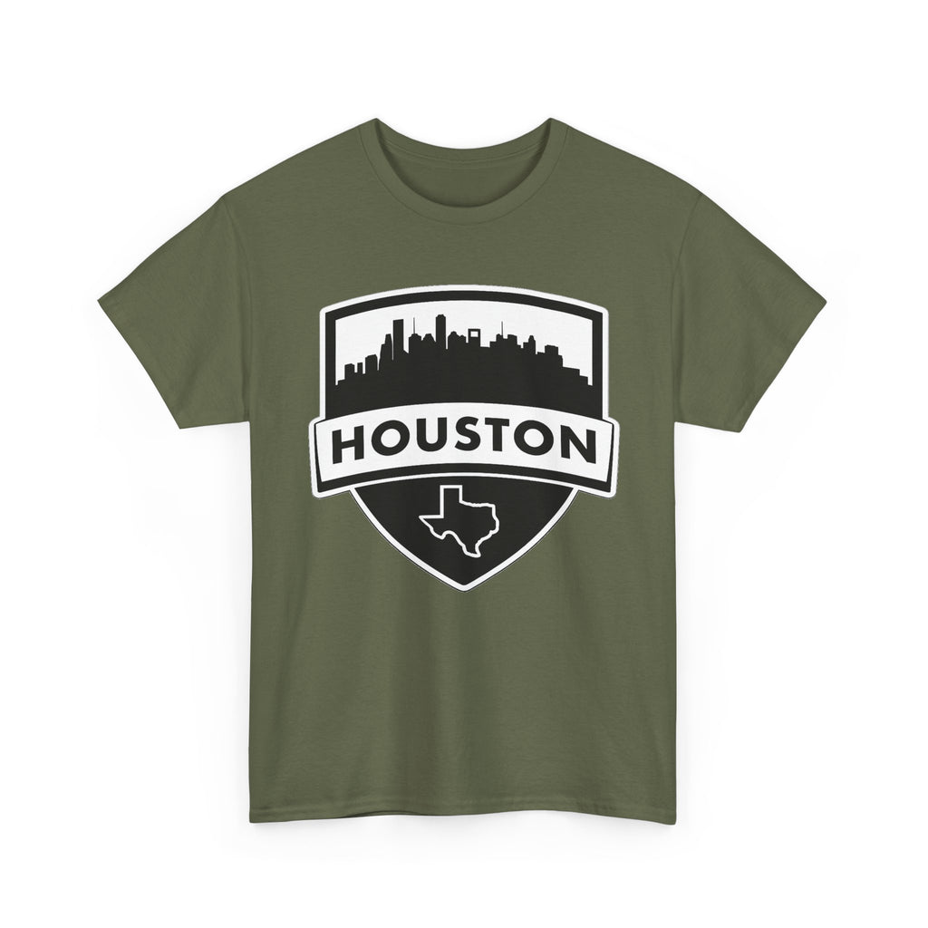 Houston Skyline Shield T-Shirt — Texas Outline City Pride Tee