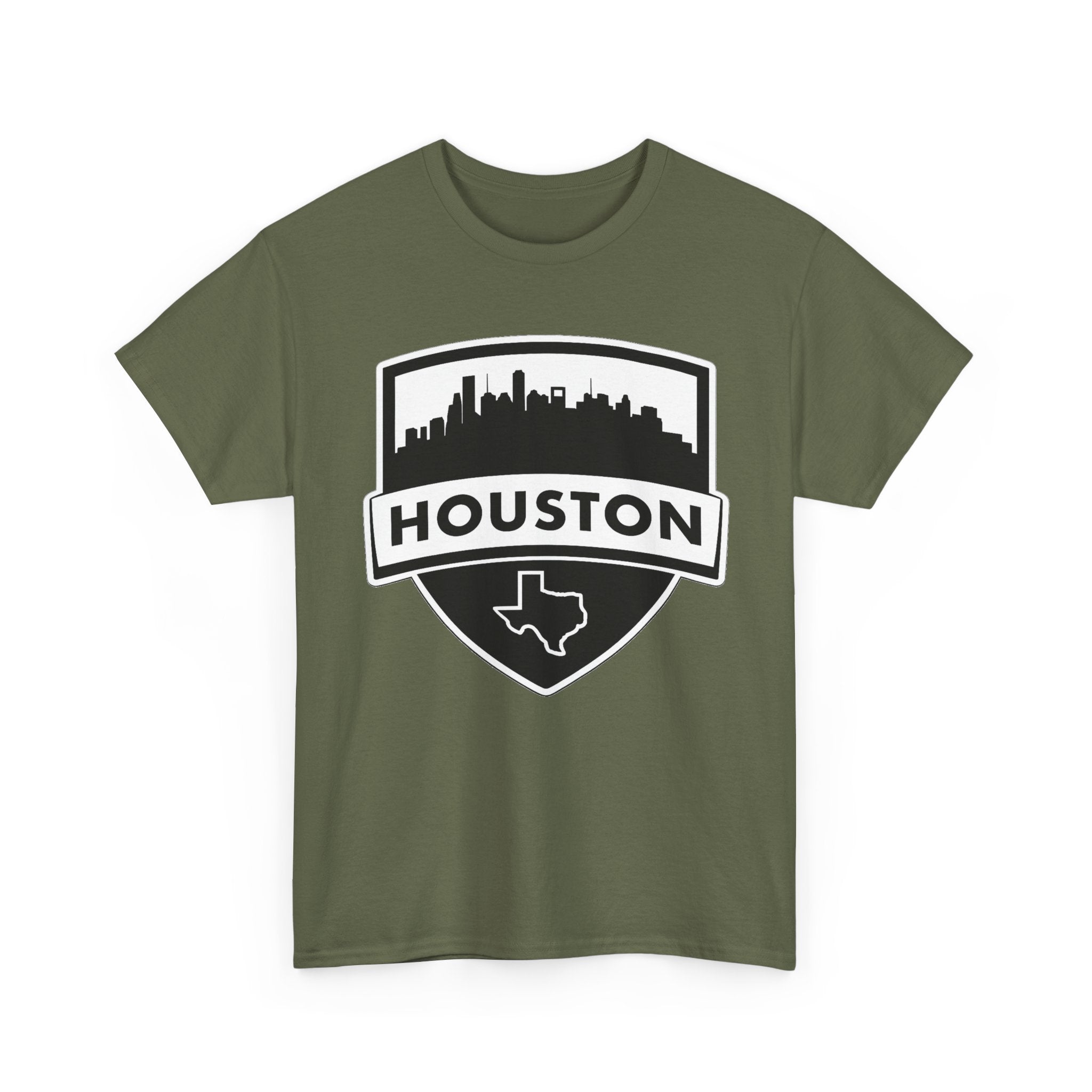 Houston Skyline Shield T-Shirt — Texas Outline City Pride Tee